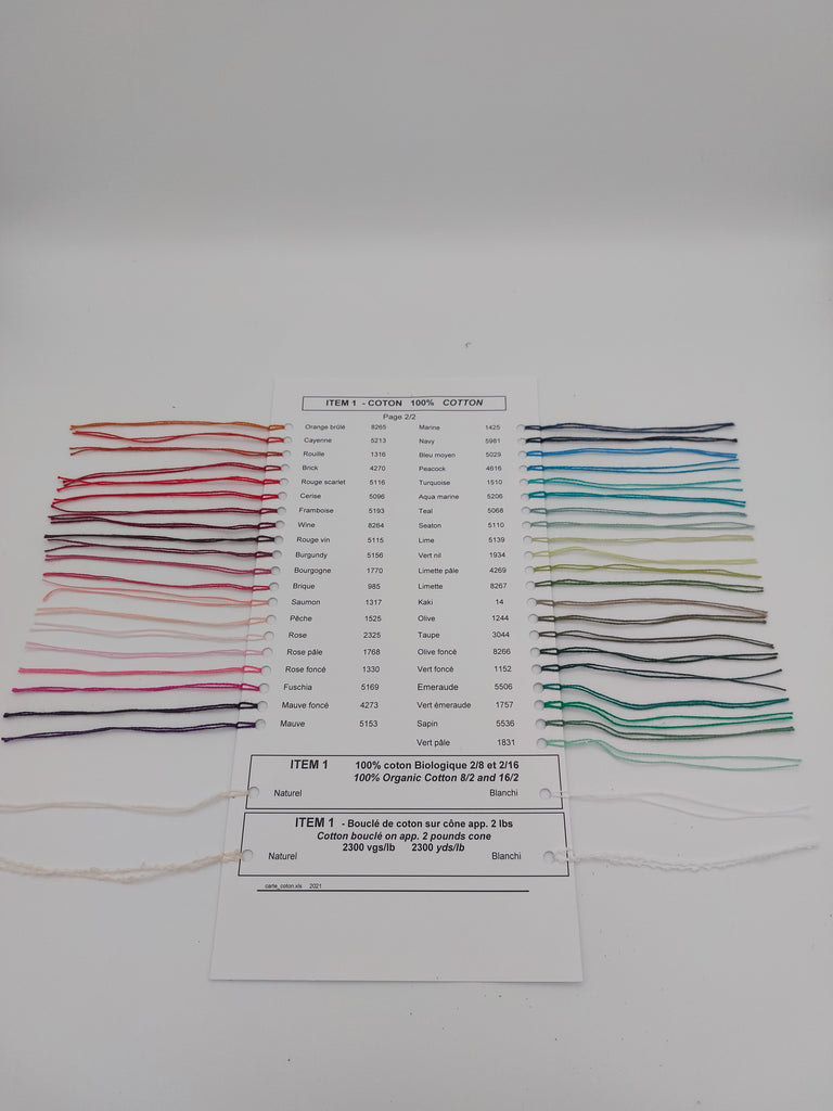 Maurice Brassard Baumwolle Farbkarte – Cotton Ne 8/2 - 81 Farben