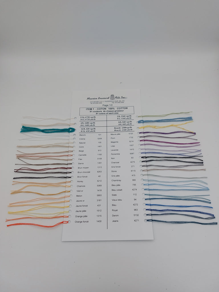 Maurice Brassard Baumwolle Farbkarte – Cotton Ne 8/2 - 81 Farben