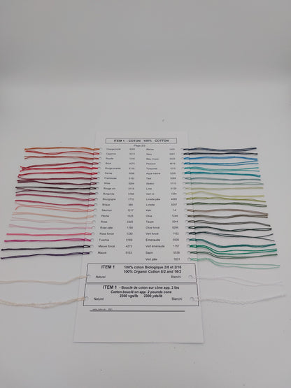 Maurice Brassard Baumwolle Farbkarte – Cotton Ne 8/2 - 81 Farben