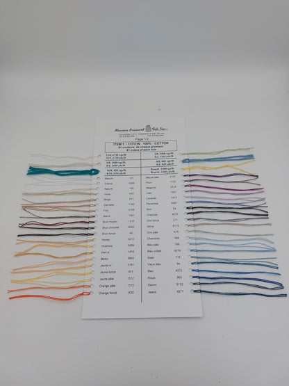 Maurice Brassard Baumwolle Farbkarte – Cotton Ne 8/2 - 81 Farben
