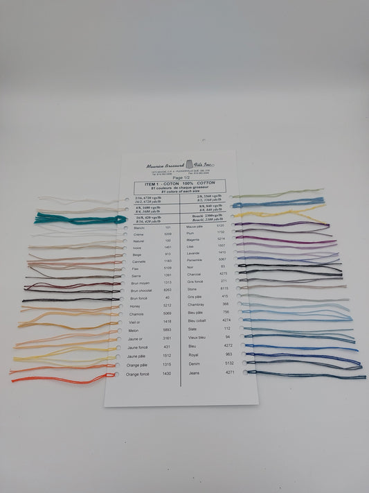 Maurice Brassard Baumwolle Farbkarte – Cotton Ne 8/2 - 81 Farben