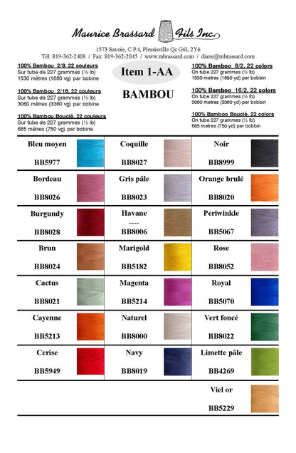 Maurice Brassard Bamboo Bambus Garn Ne 8/2 – 227g – 22 Farben